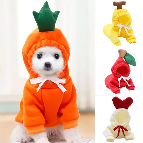 Simpatici vestiti per cani da frutta per cani di piccola taglia Felpe con cappuccio in caldo pile Abbigliamento per animali domestici Cucciolo di gatto Costume natalizio Cappotto Chihuahua Giacca Abiti