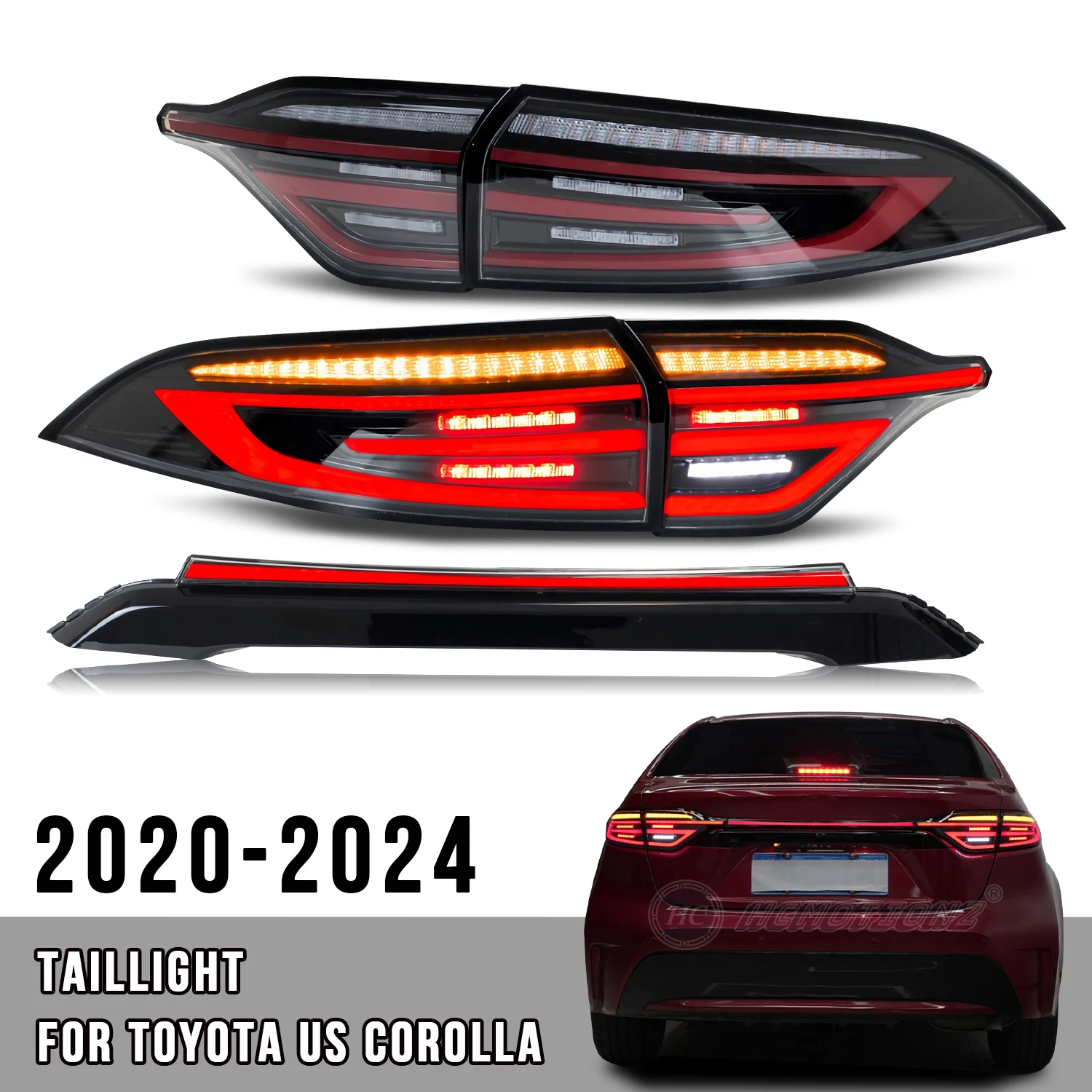 HCMOTIONZ Car Accessories Taillights For Toyota US Corolla 2020 2021 2022 2023 2024 High quality Rear Lamp A Pair Plug And Play