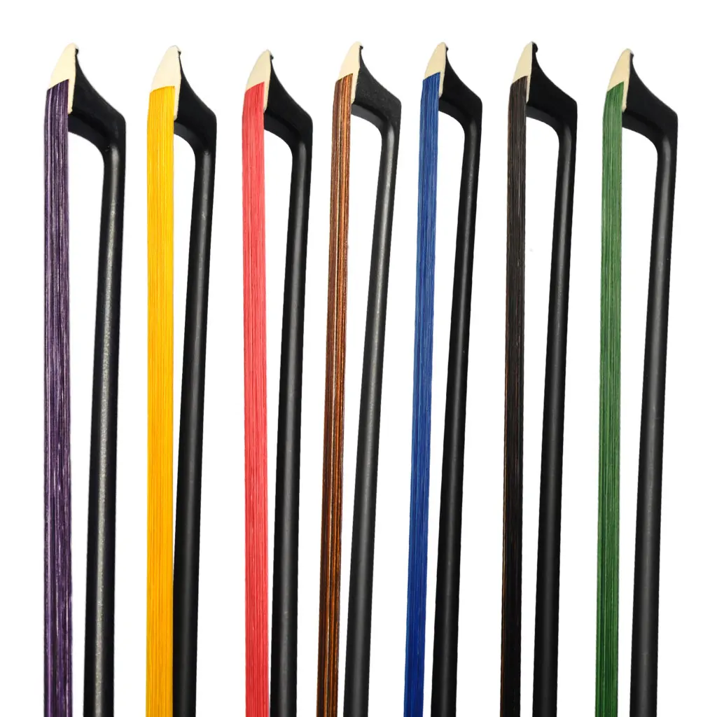 

Yoolim Design Colorful Real Horsehair 4/4 Size Violin Fiddle Bow Black Carbon Fiber CF Arco Yoolim Ebony Frog