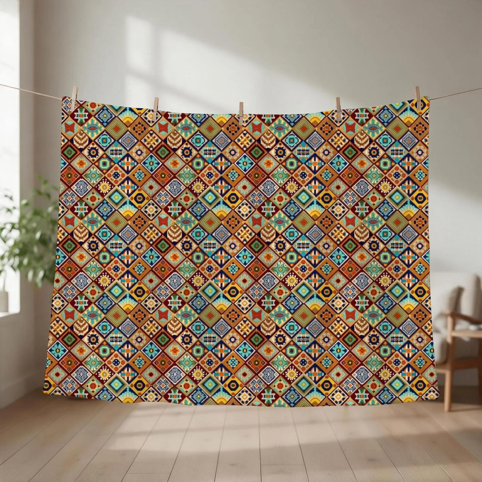Aztec Art Tile Mexican Textiles Pattern Mayan Throw Blanket Sofas Decoratives Sleeping Bag warm for winter Blankets