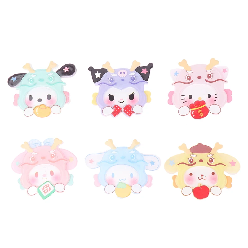 กิ๊บติดผมอะคริลิคสองชั้นรูปมังกร Sanrio ปีใหม่สำหรับเด็กผู้หญิงน่ารักนิ่มกิ๊บหนีบผมแตก