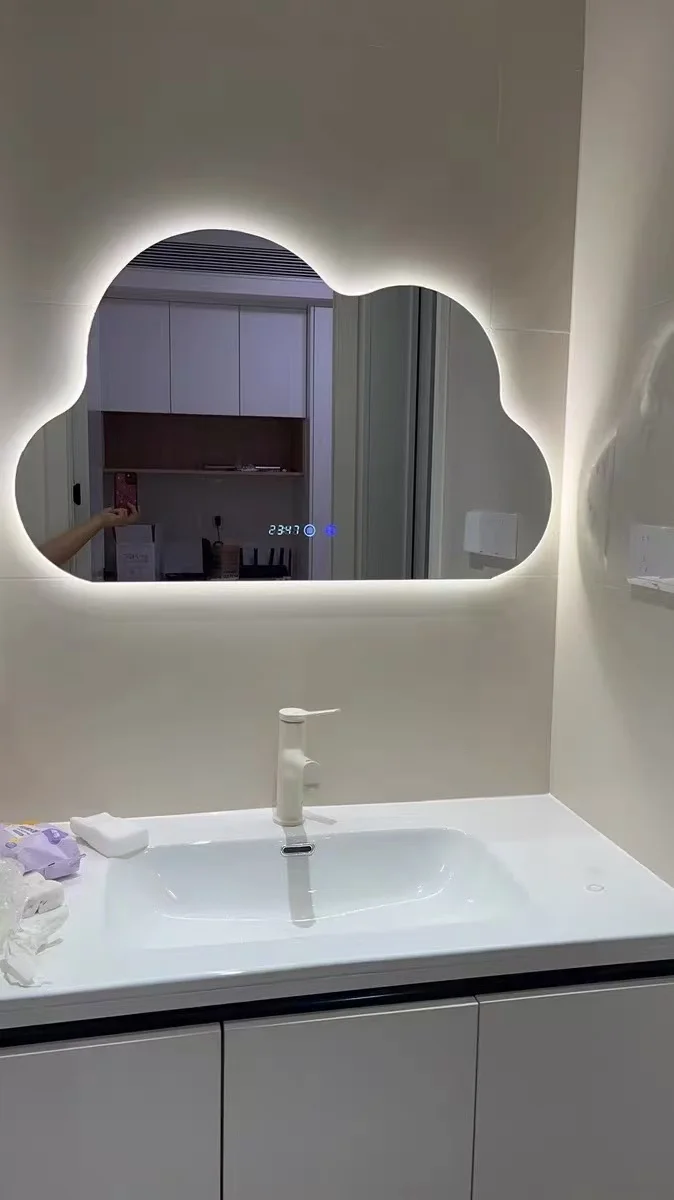 Cloud Modeling Smart Led Lamp Cosmetic  Bathroom Mirror Home Dormitory Commercial Wall-mounted Decorative Mirror