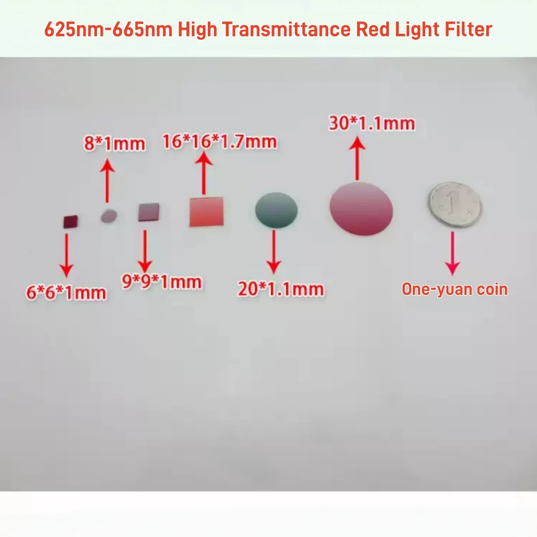 635nm 650nm Narrow Bandpass Red Optical Filter 625nm-665nm High Transparency Red Light Lens Durable for Through-beam Detection