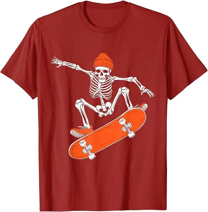 Skateboard-Skelett auf Skateboard Halloween Skater T-Shirt Y2k Skateboarder Grafik-Bekleidung Outdoor-Kleidung Mode-T-Shirt – Detail 11