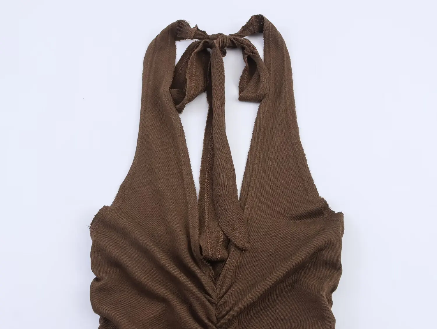 KONDALA elegante marrón Sexy moda 2025 Vestidos de mujer borla fiesta sin espalda cuello montado Mini vestido de fiesta plisado Vestidos femeninos
