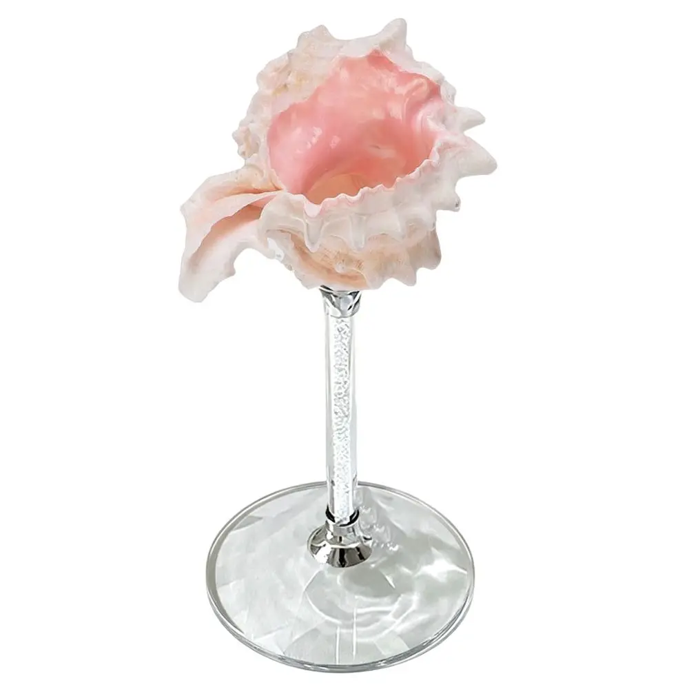 Natural Silver Base Conch Shell Wine Glass Stemmed Design Unique Tableware Long Stem Wine Glass Seashell Wine Cup Cold Beverages