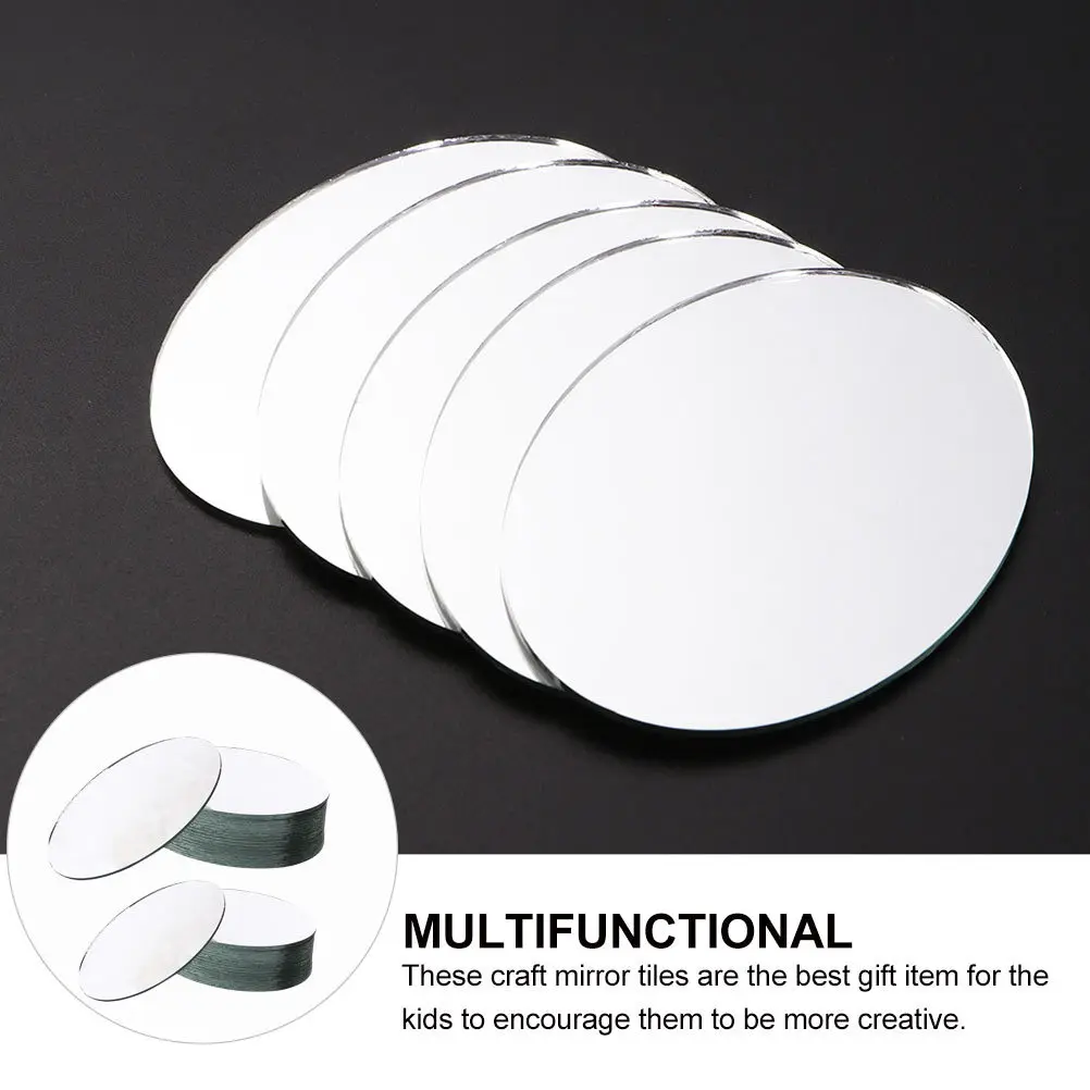 20Pcs Oval Mirror Lens for DIY Craft Glass Tiles Mirror Decor Wall Art Making Phone Case Accessories Glass Tiles