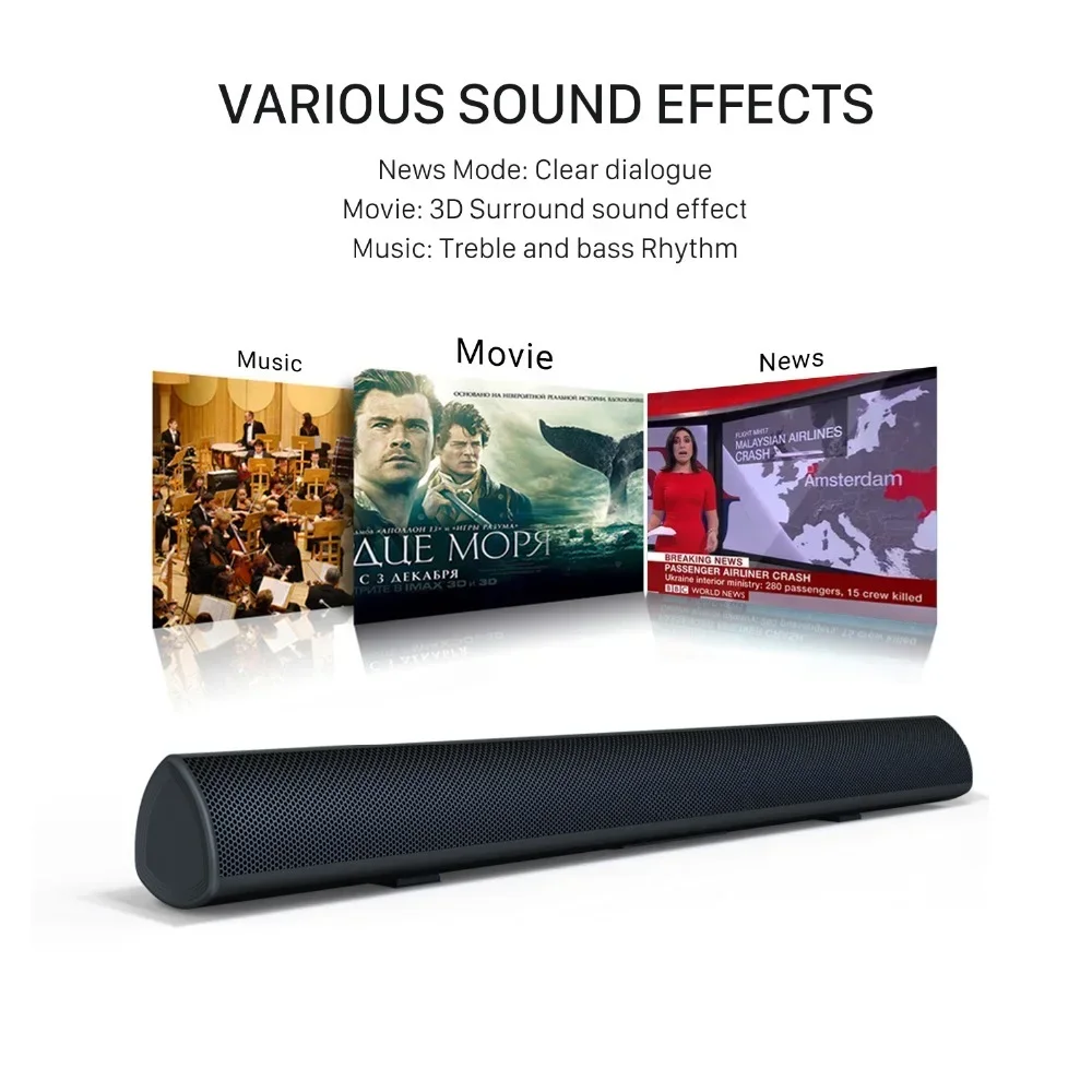 Ultra Slim Detachable Bluet**th TV Sound Bar 37 Inch Wireless Speaker Built-in Subwoofer Soundbar With Optical For LED TV