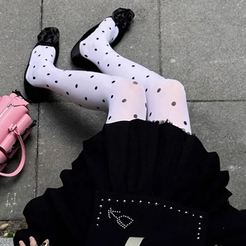 

Y2K чулок на подтяжках в горошек, женские 2021, сексуальные чулки на подтяжках с широким поясом, высокие носки до бедра, колготки в стиле Лолиты, высокие чулки до бедра