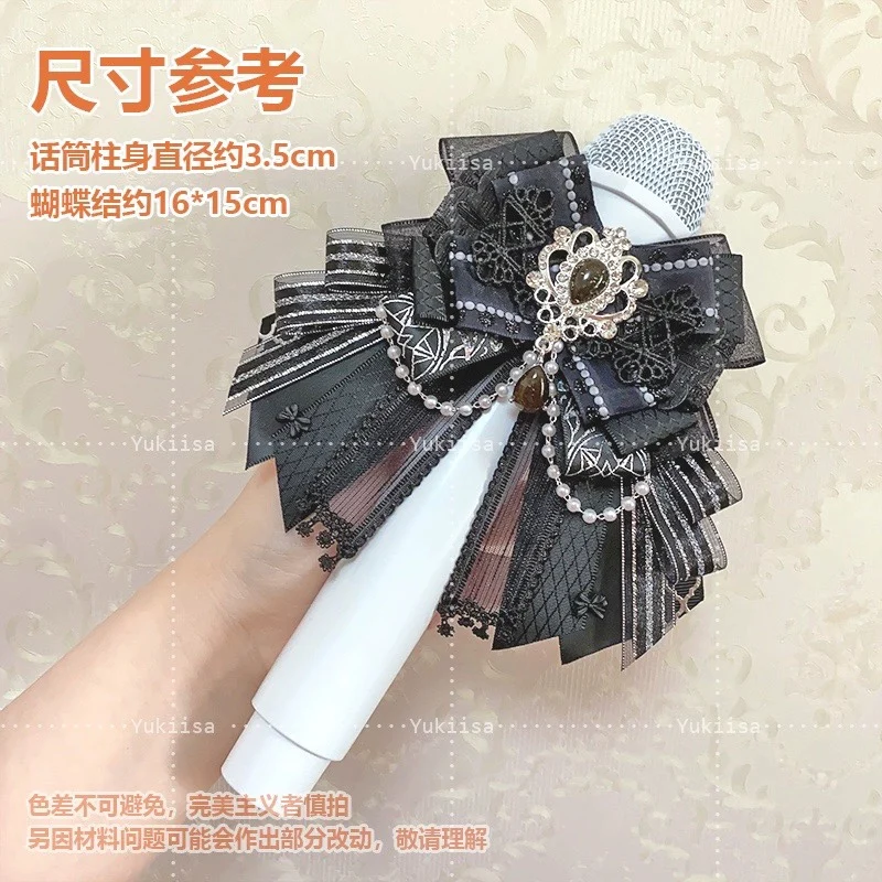 Lantern Stick Japanese Style Rhinestone Lace Rose Bow Hair Accessories Handmade Light Lolita Headdress Clip for Women Girls