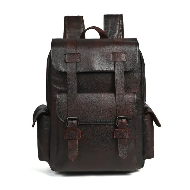 

2026 New Fashion Genuine Leather Men's Backpack Large Capacity Laptop Travel Bag Men Cowhide Leather School Bag Casual Bag