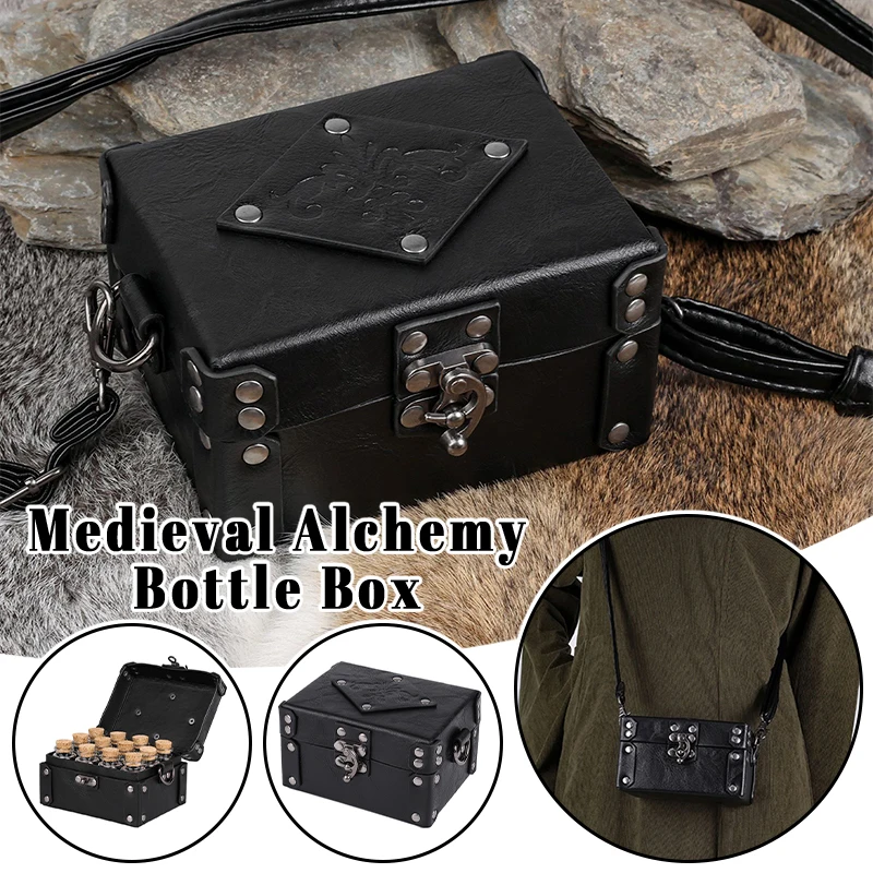 Sac de taille de bouteille d'alchimie médiévale, bouteille de Potion de guérisseur, boîte en cuir PU, accessoires de Cosplay, Costumes gothiques rétro, pochette de taille de ceinture