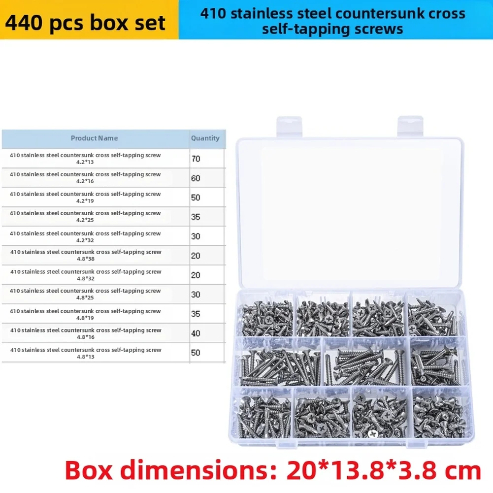 Self-drilling Fasteners 410 Stainless Screws Multiple Lengths Included 410 Stainless Steel Self-drilling Point