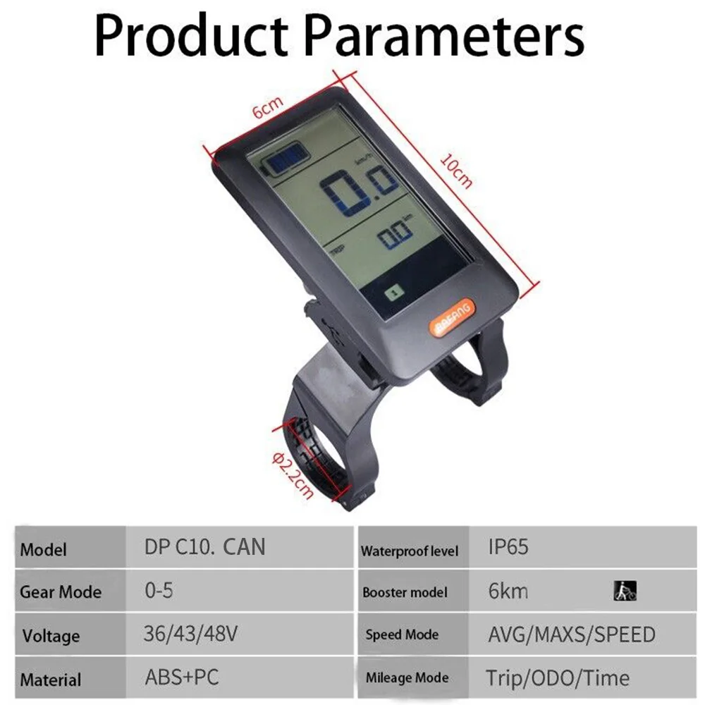 Bafang-LCD Display for Electric Bike, Speed Controller, Triangular Screen, Bicycle Accessories, MTB, DPC10 CAN, 36V, 48V