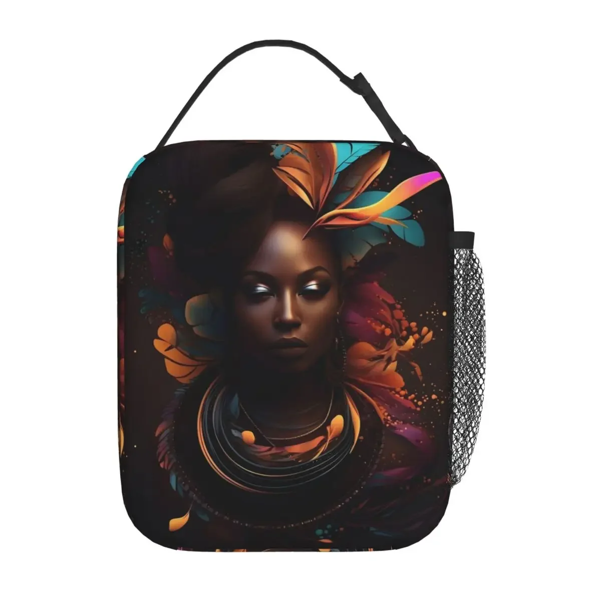 Ladies Print Lunch Bag For Child African Woman Face Art Lunch Box Picnic Portable Thermal Tote Handbags Oxford Custom Cooler Bag