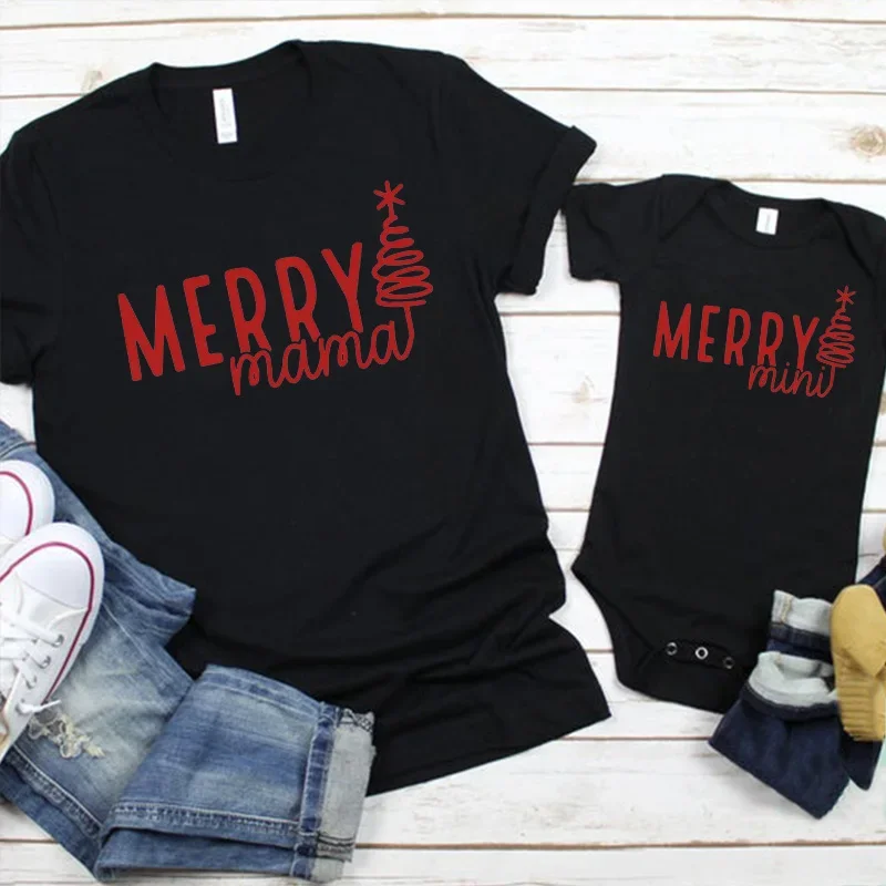 Custom Merry Family Tshirts Mommy and Me Christmas Matching Tees Christmas Outfit Matching Mommy and Me m