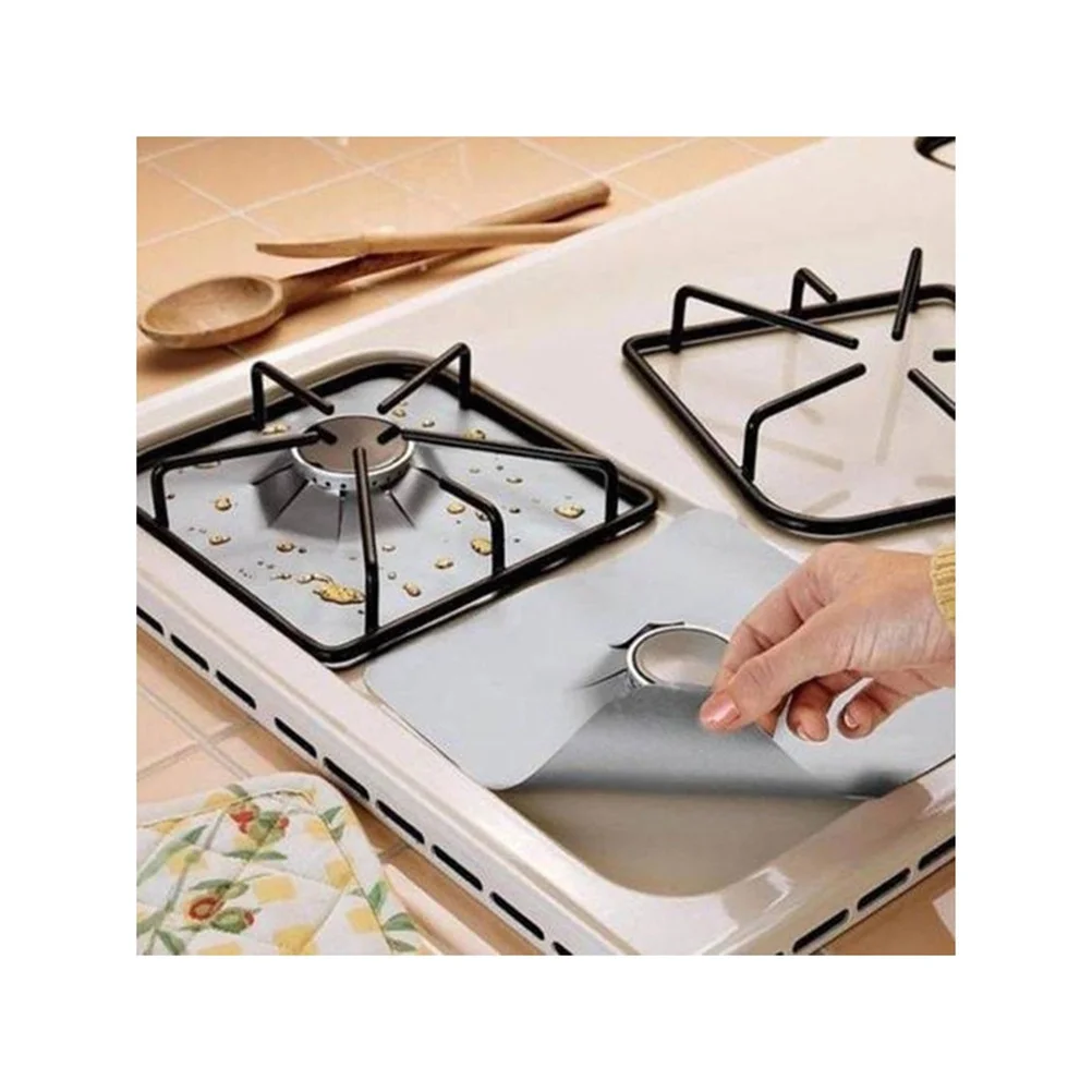 

1pcs Universal Heavy Duty Oven Liner Gas Hob Protector Silver Non-Stick Reusable Cooktop Mat Flame Proof Kitchen Safety Pad