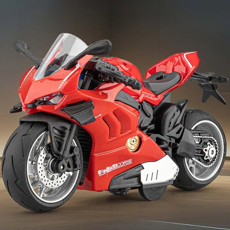 

1:14 V4S Motorcycle Model Toy Alloy Diecast Shock Absorption Miniature Racing Motor Models for Kids Gift
