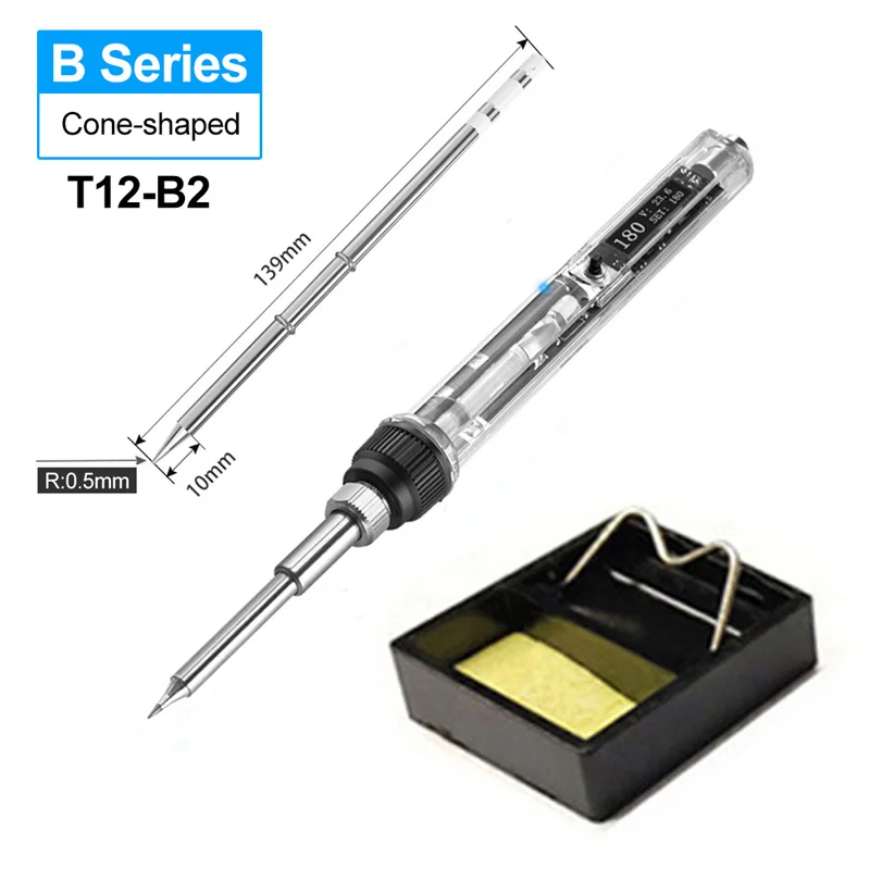 T12 adjustable portable digital display soldering iron 72W fast heating transparent handle circuit board soldering tool