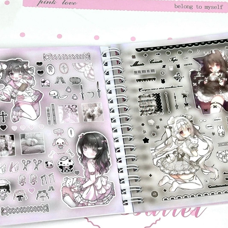 Japanese Anime Girl Cute Kawaii Sticker Book Aesthetic DIY Journal Diary Scrapbooking Stickers for Phone Case Decoration Gift