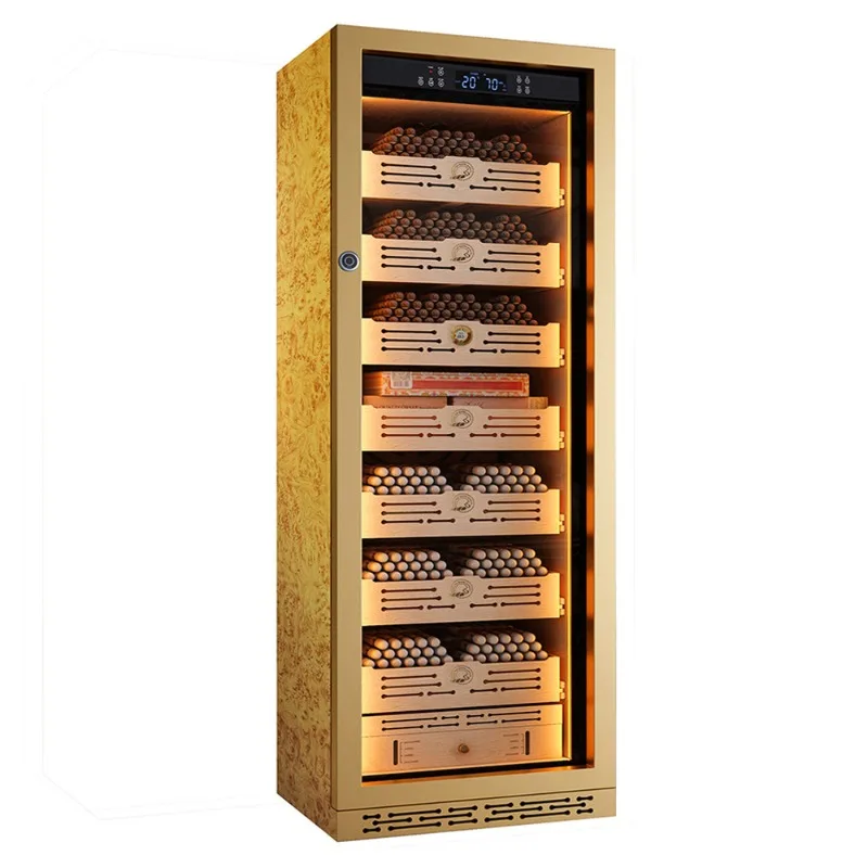 Constant temperature and humidity cigar cabinet Cedar wood liner Water ion ammonia removal belt wifi fingerprint lock Smart
