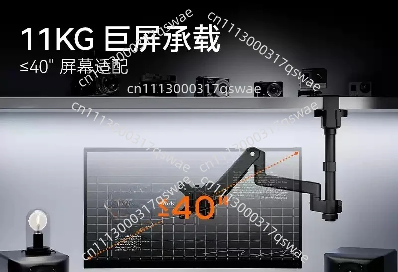 Dual-Screen Ceiling-Mounted Arm Bracket,Adjustable Upside-Down Desktop Display Stand For Dorms And Small Workspaces