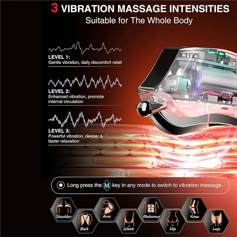 A55X-verwarmde spierschraper Elektrisch gereedschap-gezichtsmes voor diepe weefselmassage 4 modi 3 verwarming 3 trillingen Lichtverzorging