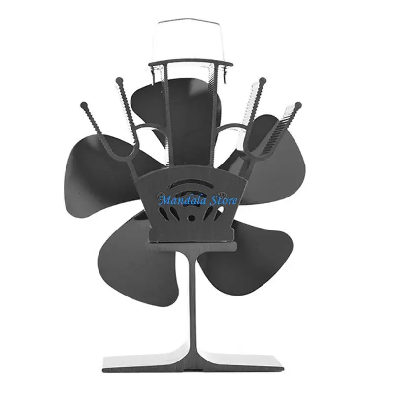 U2JC المنزل الموقد موقد مروحة 5-شفرة موقد الخشب مروحة تعمل بالطاقة الحرارية الشتاء في الأماكن المغلقة