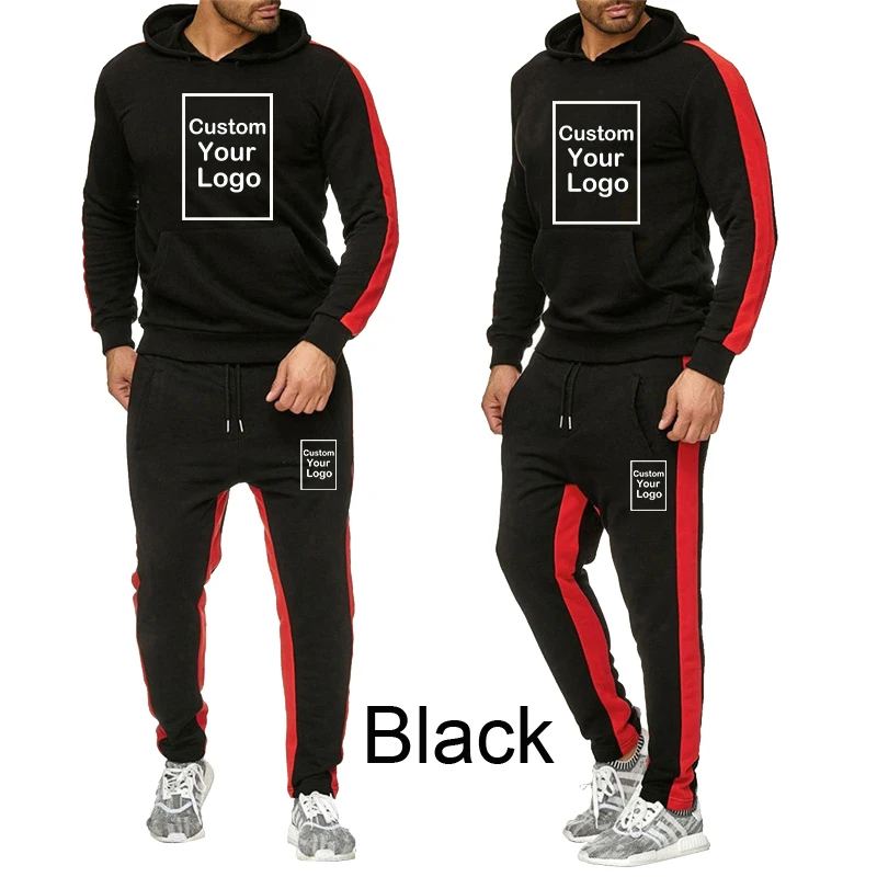 DIY customize your logo hooded sweatshirt and pants sportswear set, casual pullover fashion hoodie 2-piece set