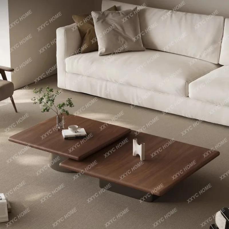 XX Chinese retro walnut generous coffee table high and low combination living room home high-end walnut minimalist coffee table