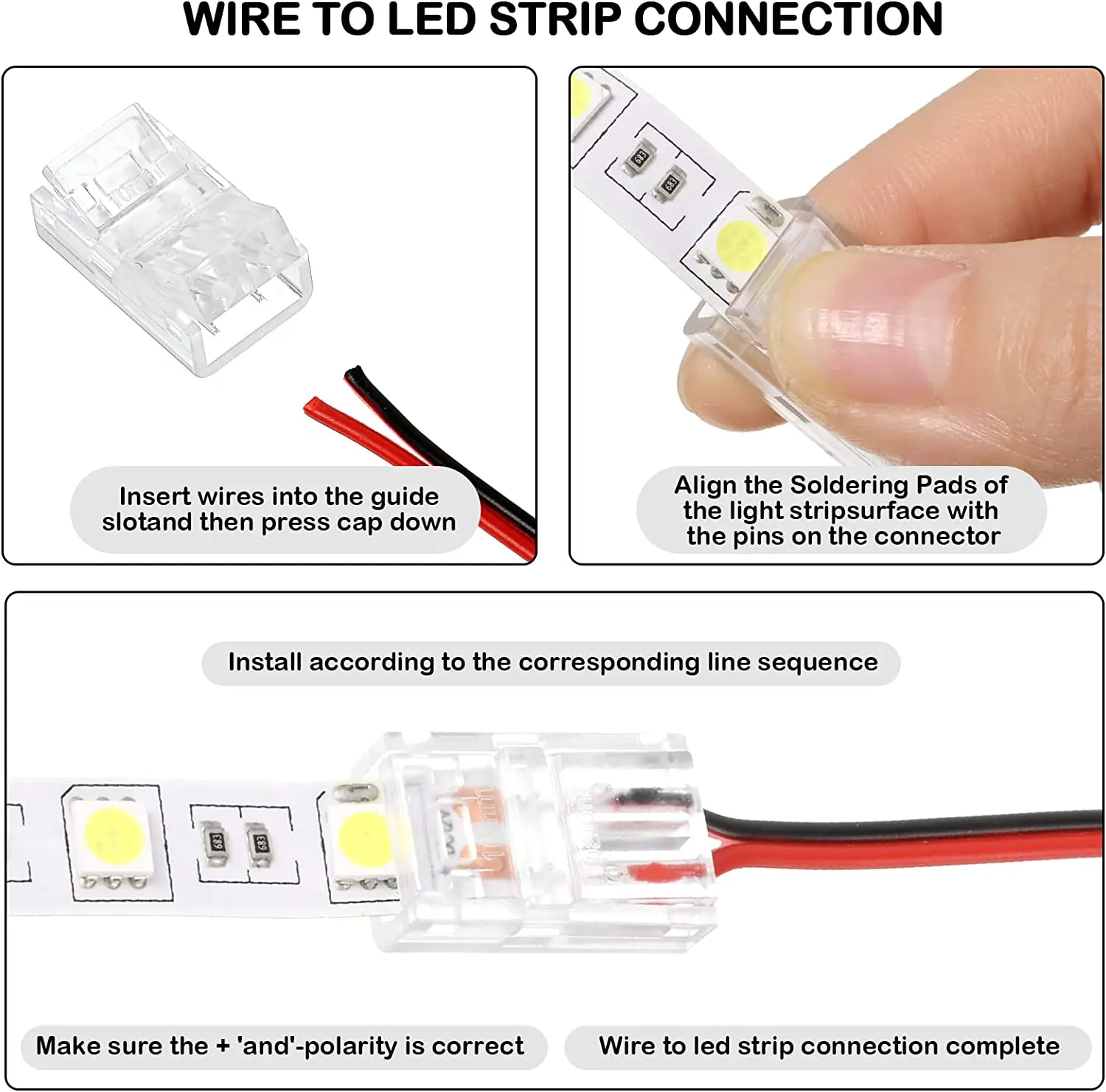 20pcs LED Strip Connector 2/3/4/5/6pin Electric Wire Connector For 5050 RGB CCT RGBW LED Strip Lights To Wire Connection Use