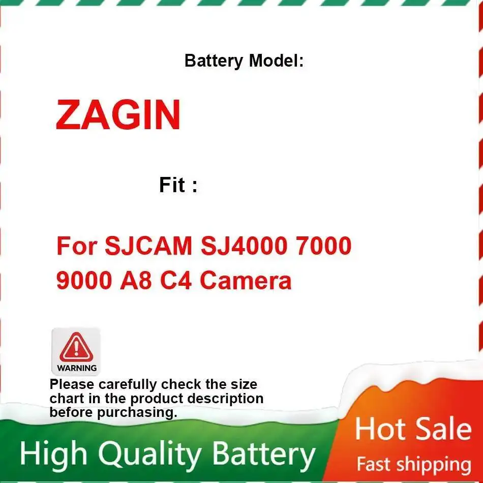 

Zagin For Sjcam SJ4000 7000 9000 A8 C4 Camera Battery 1350Mah Safe And Reliable Strong Compatibility