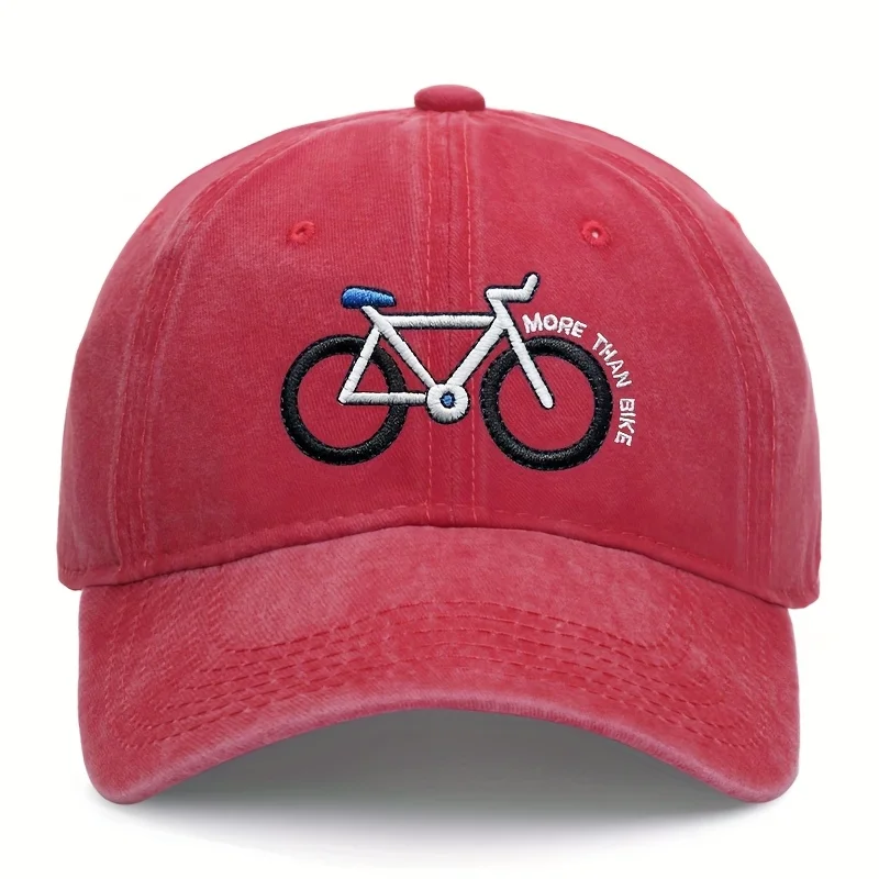 1pc Bicycle Pattern Embroidered Lightweight Baseball Cap,Unisex Breathable Lightweight Adjustable Dad Hat for Cycling Enthusiast