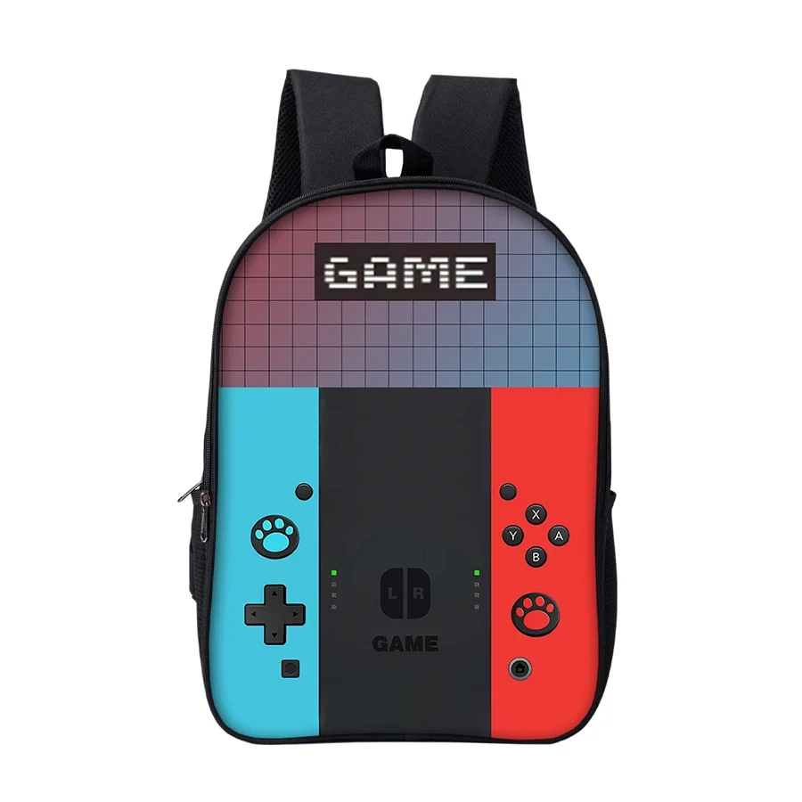 16.5In Games Console Backpack with Headphone Jack for Boy/Girls Best Gifts 2D Flat Cartoon SchoolBag for Children Bookbag