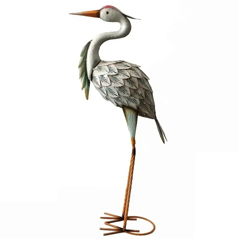 

Amazon Iron Craft Villa Outdoor Sculpture Pastoral Garden Scenic Area Beautiful Country Crane Egret Animal Ornament