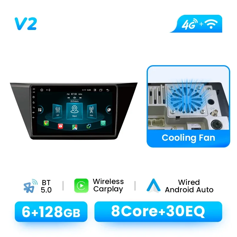 Draadloze Carplay Android 14 Autoradio Speler Voor VW Volkswagen Touran 2016-2018 8 Core Multimedia GPS Navi DSP 4G Wifi IPS