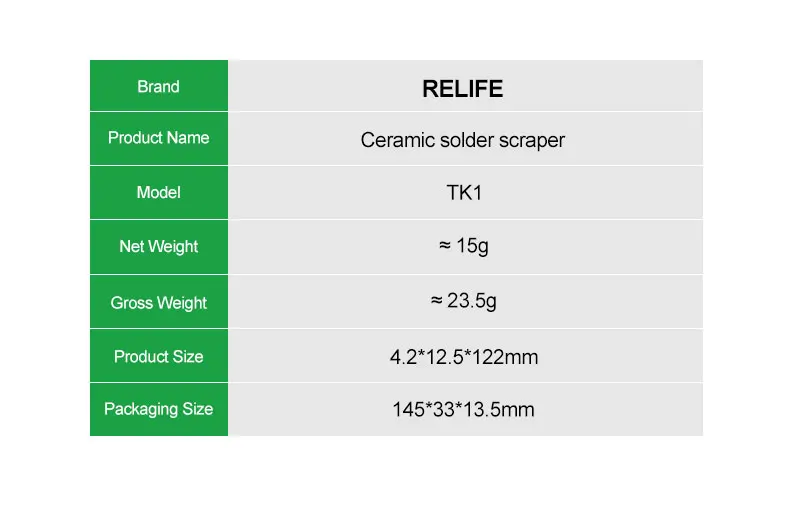 RELIFE TK1 Ceramic Tin Scraper Welding Non Magnetic Adsorption High Temperature Resistance Anti Oxidation BGA Stencil Repair