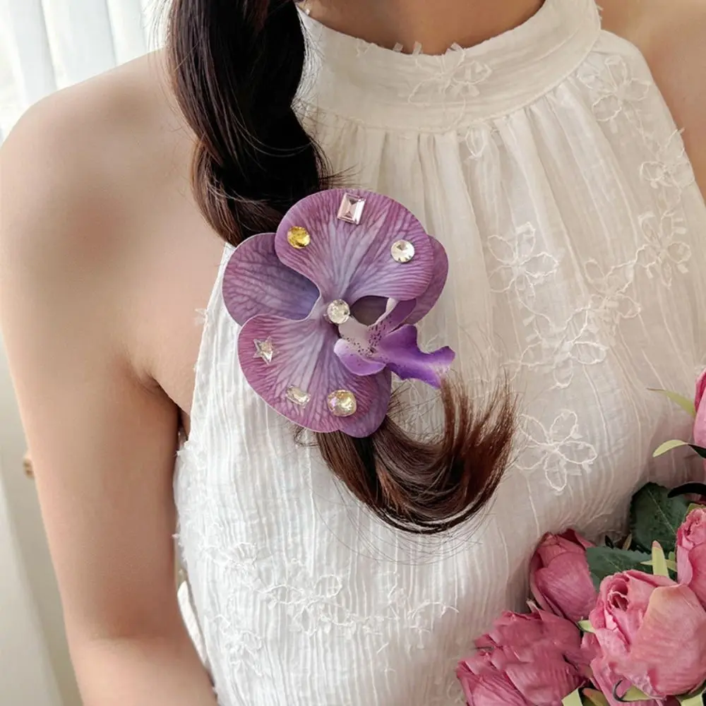 

Butterfly Orchid Orchid Flower Hairpin Korean Style Sweet Bohemia Barrettes Crystal Hair Accessories Seaside Vacation Headwear