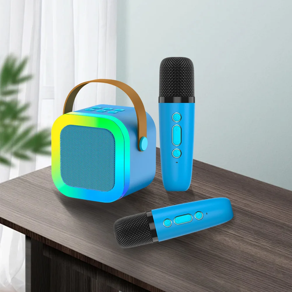 Bluetooth-совместимые мини-динамики для домашнего кинотеатра 5.3 с беспроводным микрофоном, небольшой динамик, регулируемые светодиодные фонари, подарки для детей и взрослых