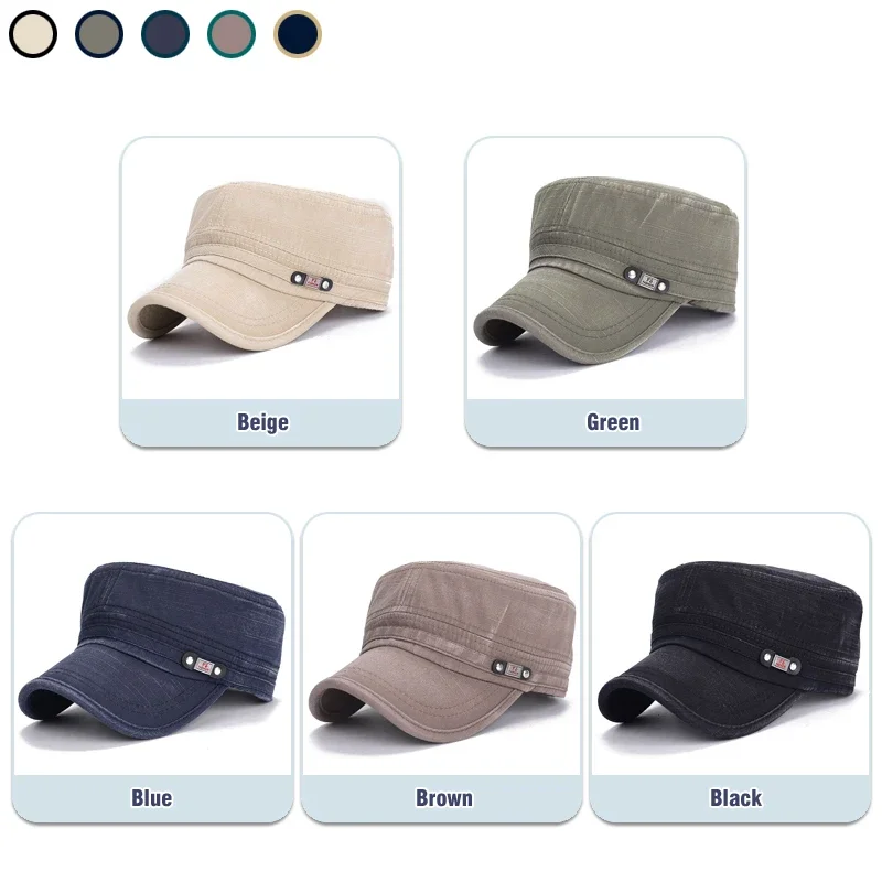 Korean Style Fashion Flat Cap Mens Spring New Style Adjustable Sun Hat Old Washed Hat