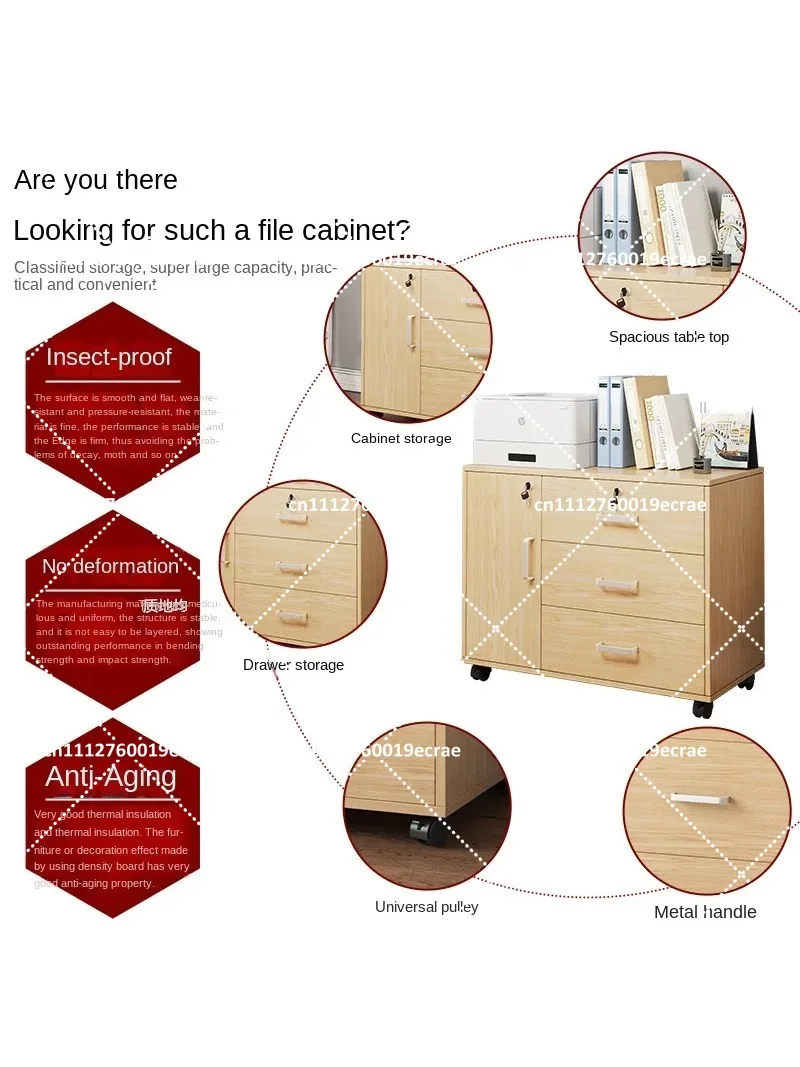 Locked Storage Cabinet, Office Side Cabinet with Drawers, Low File Cabinet for Desk, Storage Organizer