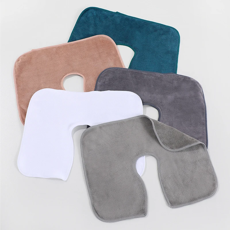 Solid Color Microfiber Head Pad Towels U-Shaped Facial Pillow Covers Thickened Headrest Cushion Facial Care Beauty SPA Supplies
