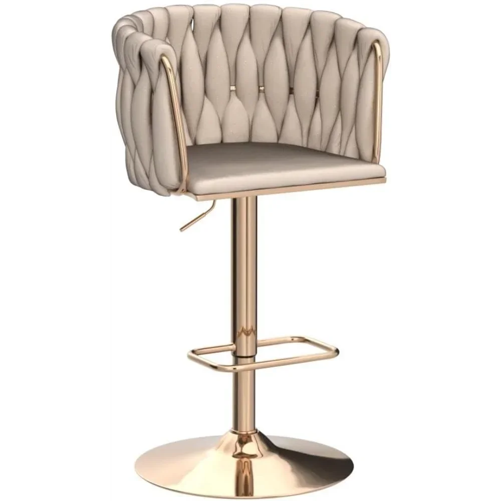 Барная мебель, набор бархатных поворотных табуретов из 4 шт., барные стулья с регулируемой высотой и ткаными барными стульями для кухонного острова