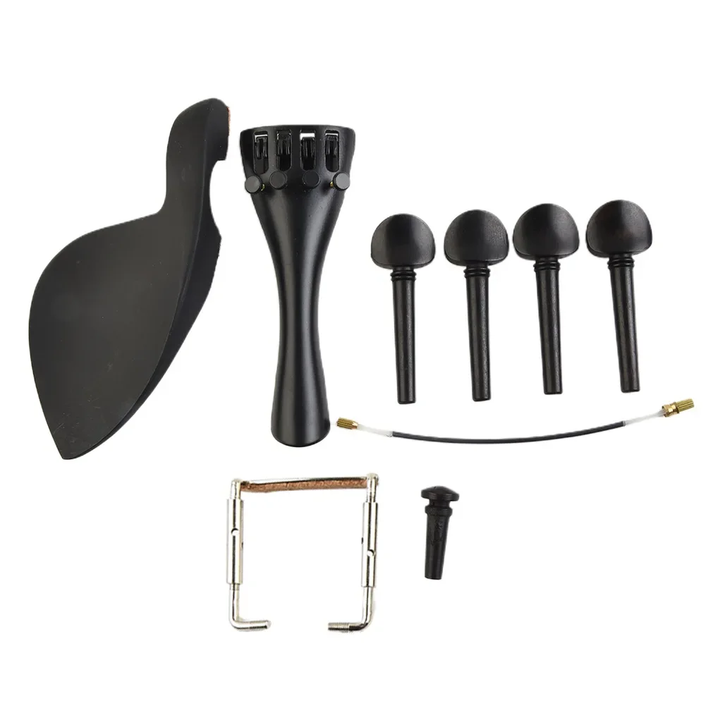

1 Set Violin Parts Ebony Wood Pegs Chinrest Tailpiece Endpin Accessories Kit High Quality Ebony Full Set Tuning Pegs For Violin