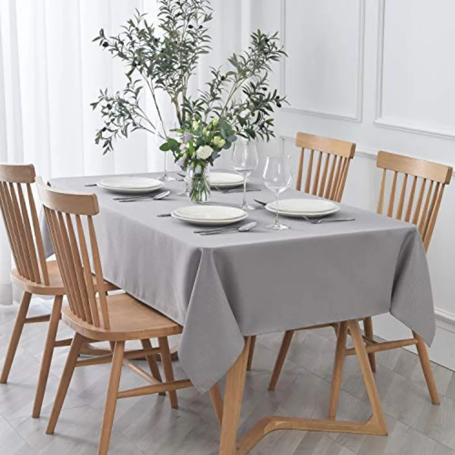 

Rectangle Textured Tablecloth Waterproof Spillproof Wrinkle Free Table Cloth, Kitchen Dining Tabletop Decoration, Fabric Table
