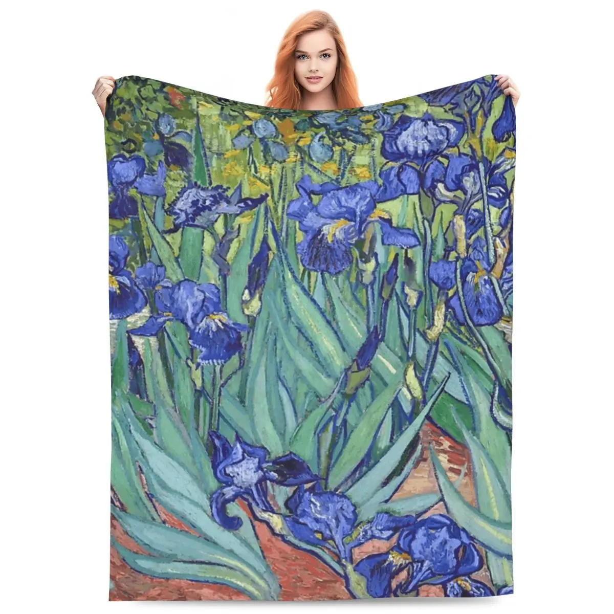 

Vincent Van Gogh Irises Art Flowers Blankets Fleece Sofa Portable Throw Blankets for Home Bedroom Office Throws Bedspread Quilt