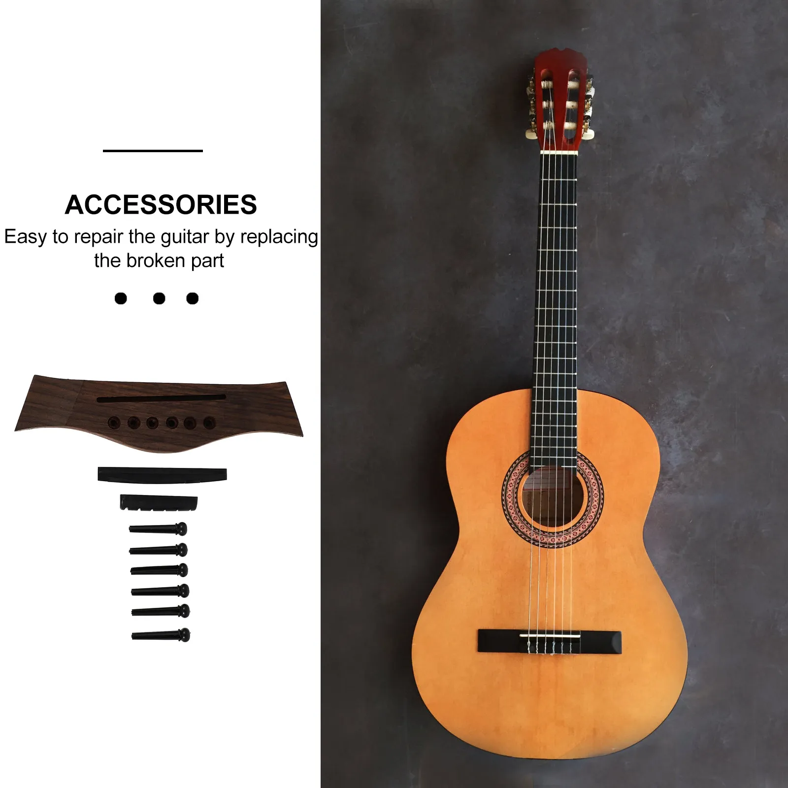 Set Professionale di Ponticelli e Capotasti per Chitarra, Kit di Ricambio Liscio e Senza Sbavature per Riparazione di Chitarre Folk e Acustiche