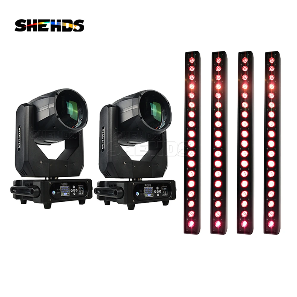 Bundle Sale SHEHDS 2pcs 275W Beam Moving Head Light + 4pcs LED 18x18W Wash Wall Floodlight For DJ Wedding Party Stage