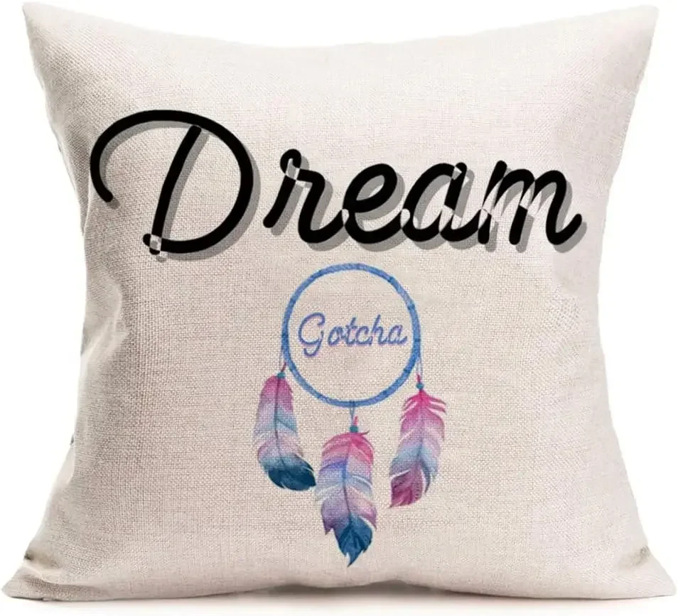 Pillow Cover Pack with Dream Catcher and Camera Pattern Cushion Cover Home Decoration Linen Pillowcase 40X40cm