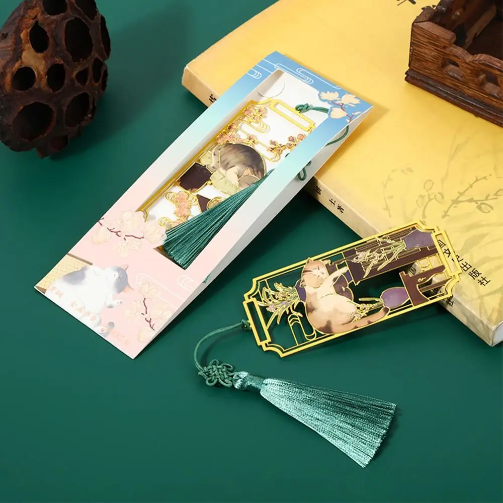 1PC Brass Bookmark Metal Classical Chinese style Student Gift Cultural Creative Book Clip Ruler Pagination Mark Book Clip
